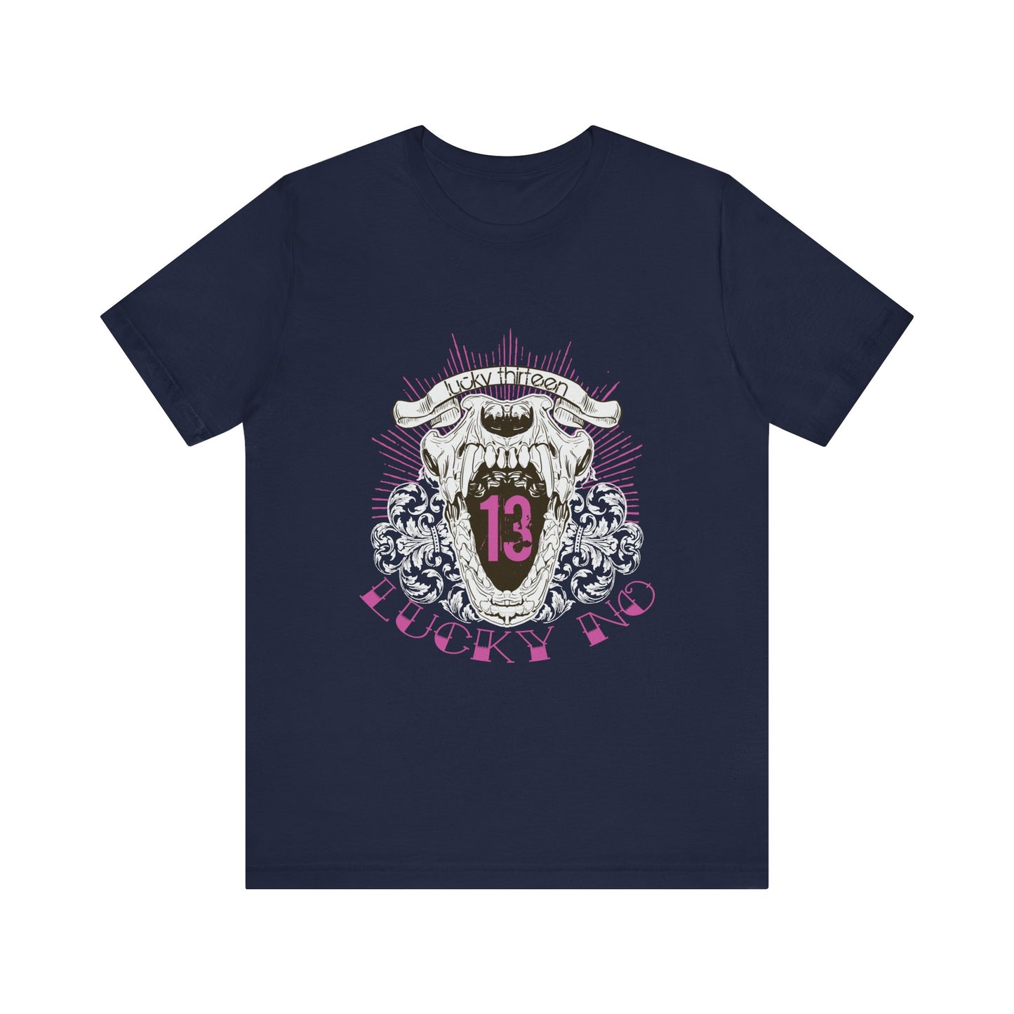 Men's T Shirt Short Sleeve Jersey Tee Lucky 13 Number Black, Gray, Navy