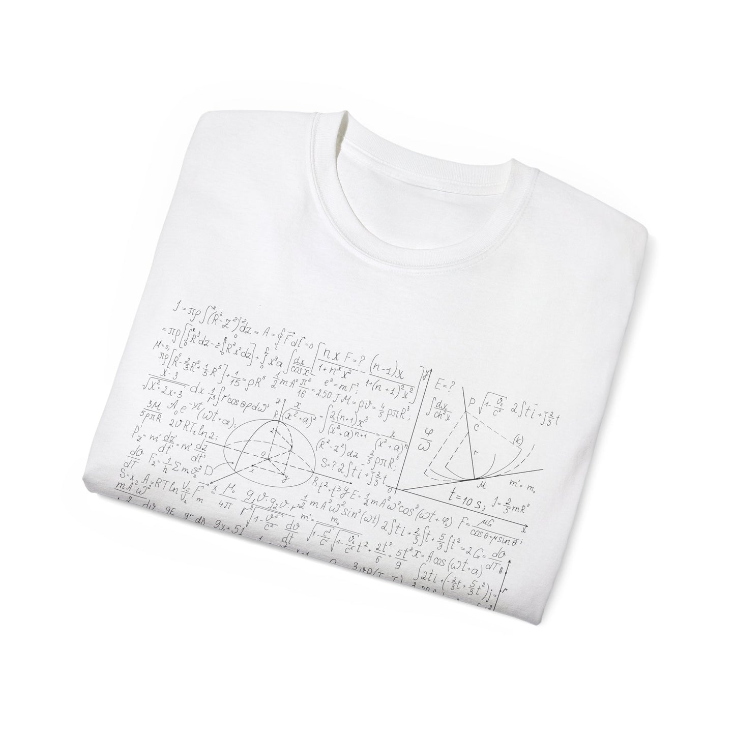 Unisex T Shirt Ultra Cotton Tee Mathematics Euclidean Formula Paper, Math Various Formulas, White