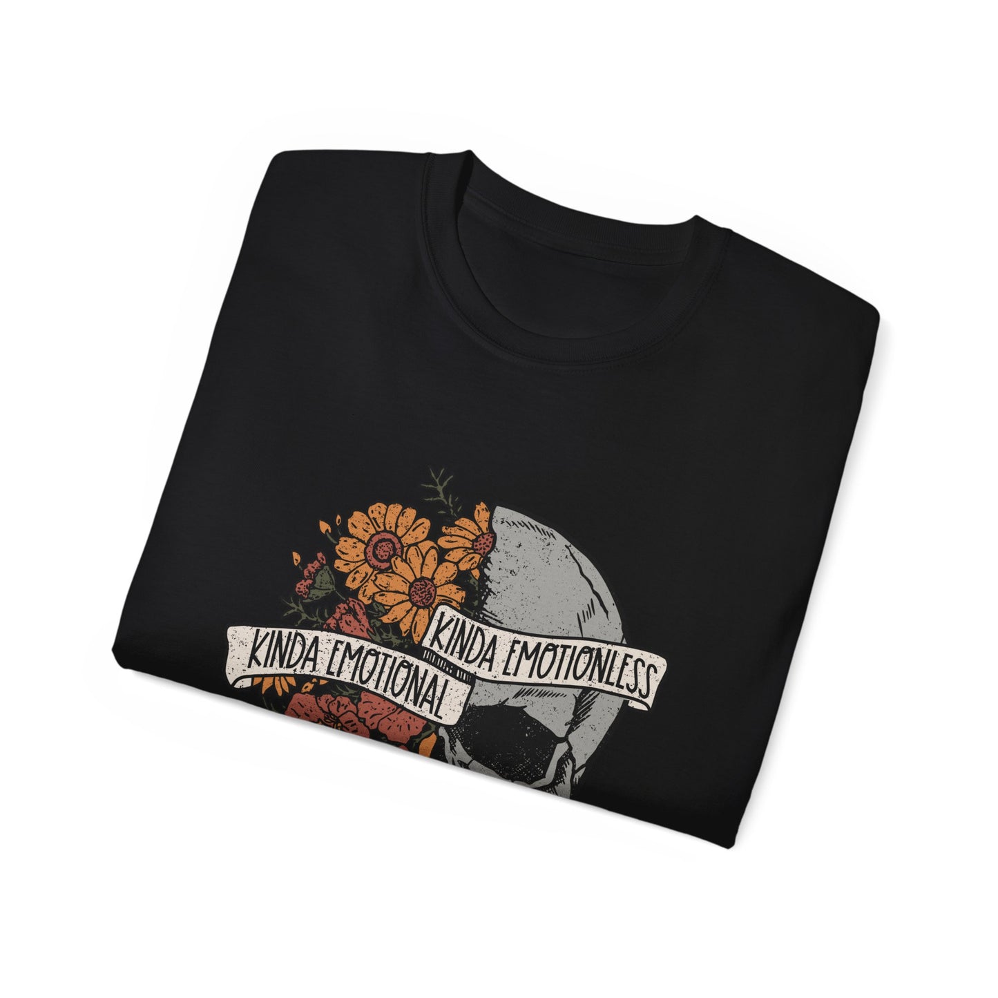Kinda Emotional, Kinda Emotionless, Skull Lovers T-shirt, Skull T-shirt, Birthday Gift Short Sleeve Tee White, Black, Ash, Sand, Charcoal