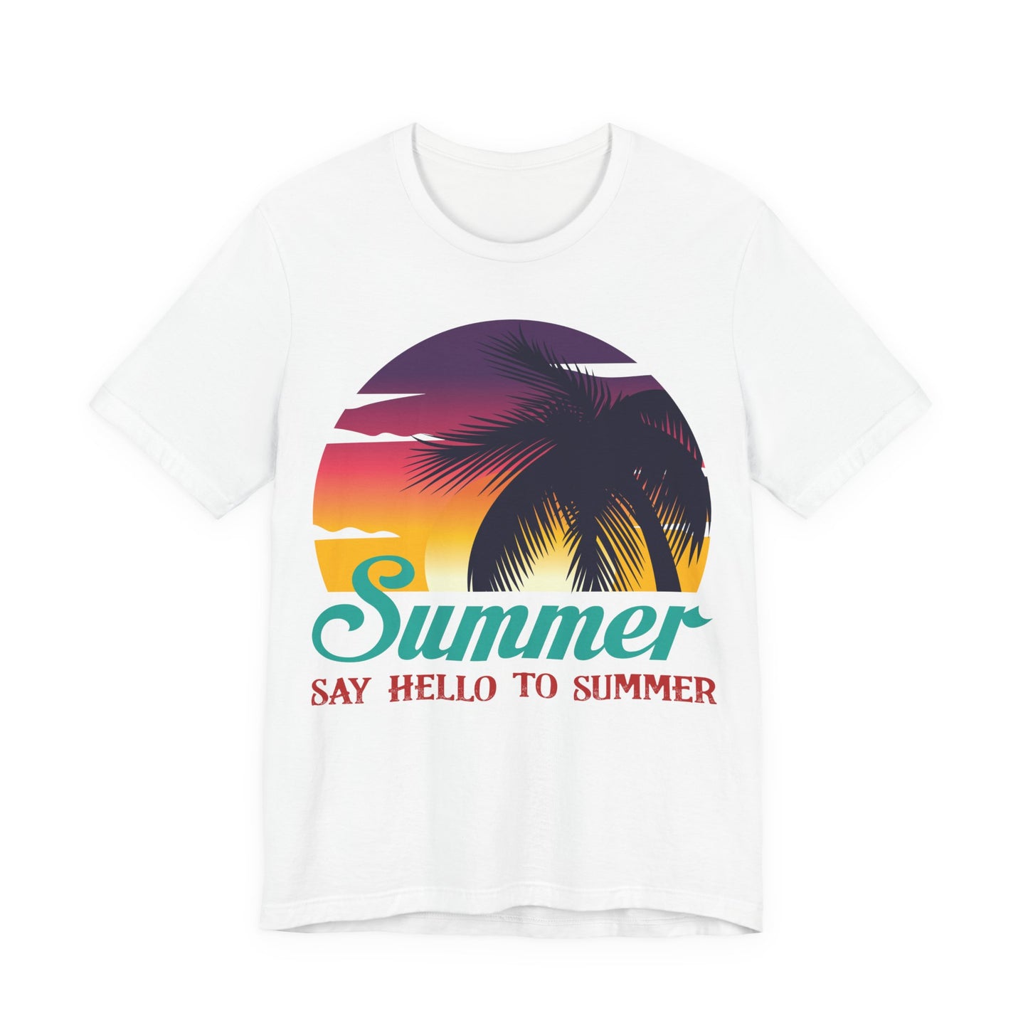 Unisex T Shirt Black Short Sleeve Jersey Tee Say Hello To Summer