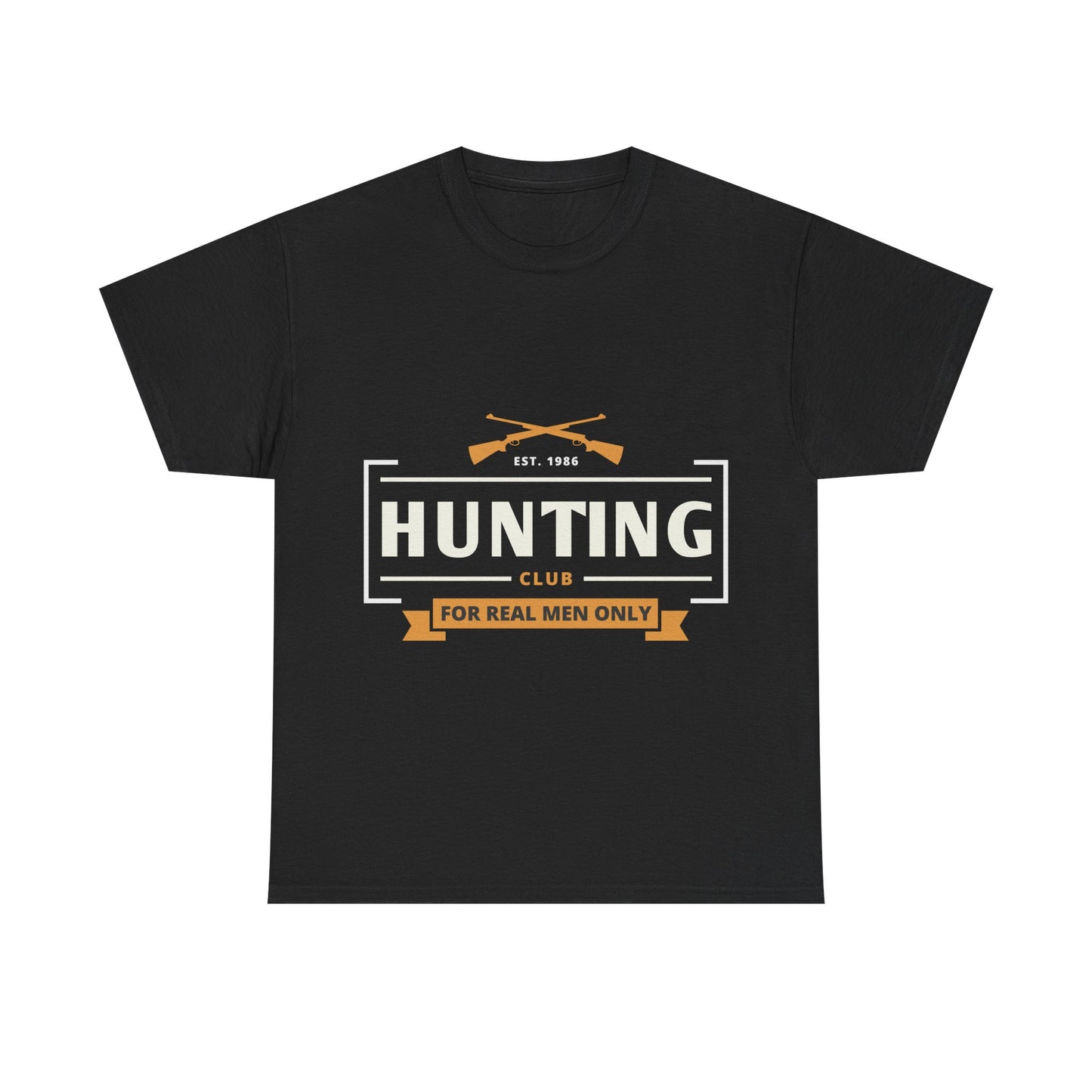 Men T-Shirt Short Sleeve Hunting Club For Real Men Heavy Cotton Tee Black, Navy