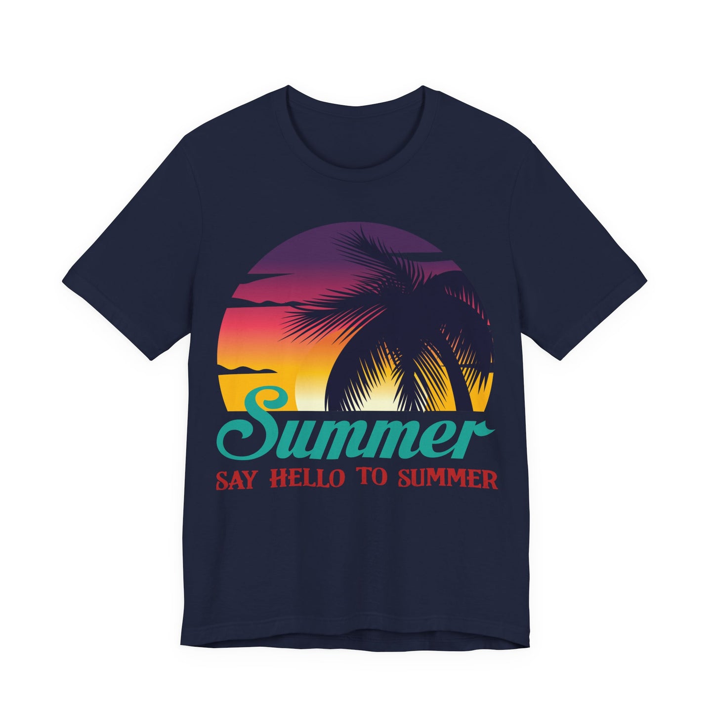 Unisex T Shirt Black Short Sleeve Jersey Tee Say Hello To Summer