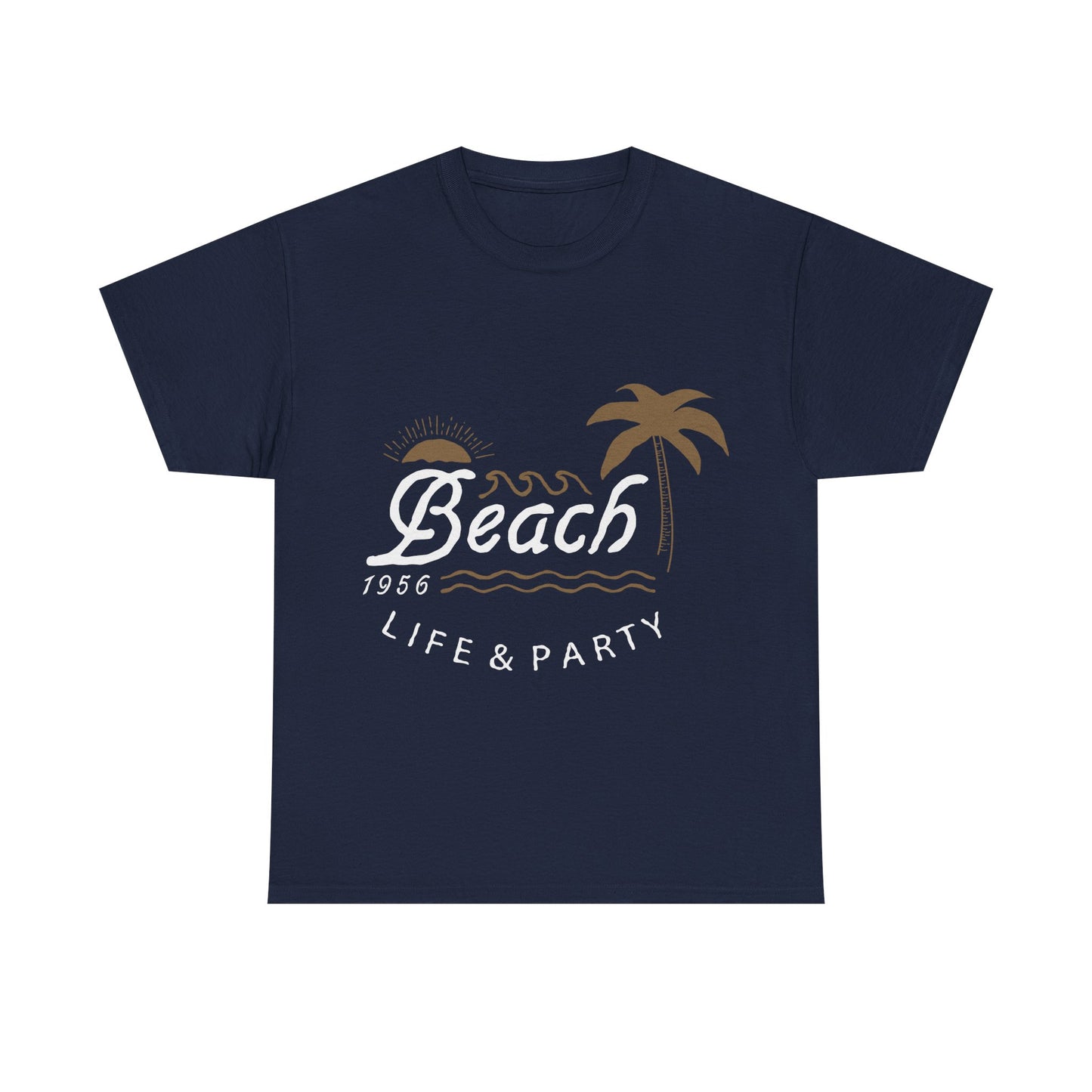 Men T-Shirt Short Sleeve Heavy Cotton Tee Beach Life And Party, S to 2XL