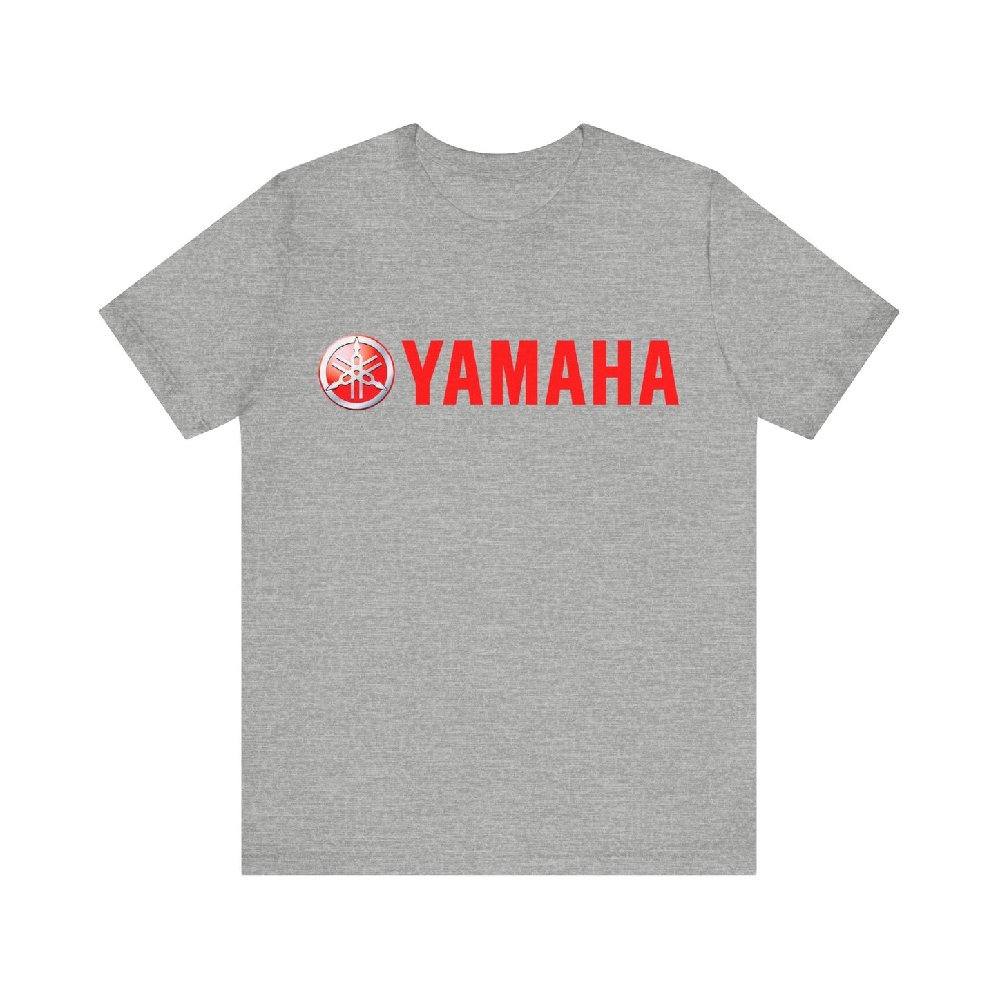 Unisex T Shirt Short Sleeve Yamaha Motors Red Logo Double Sided Jersey Crew Neck