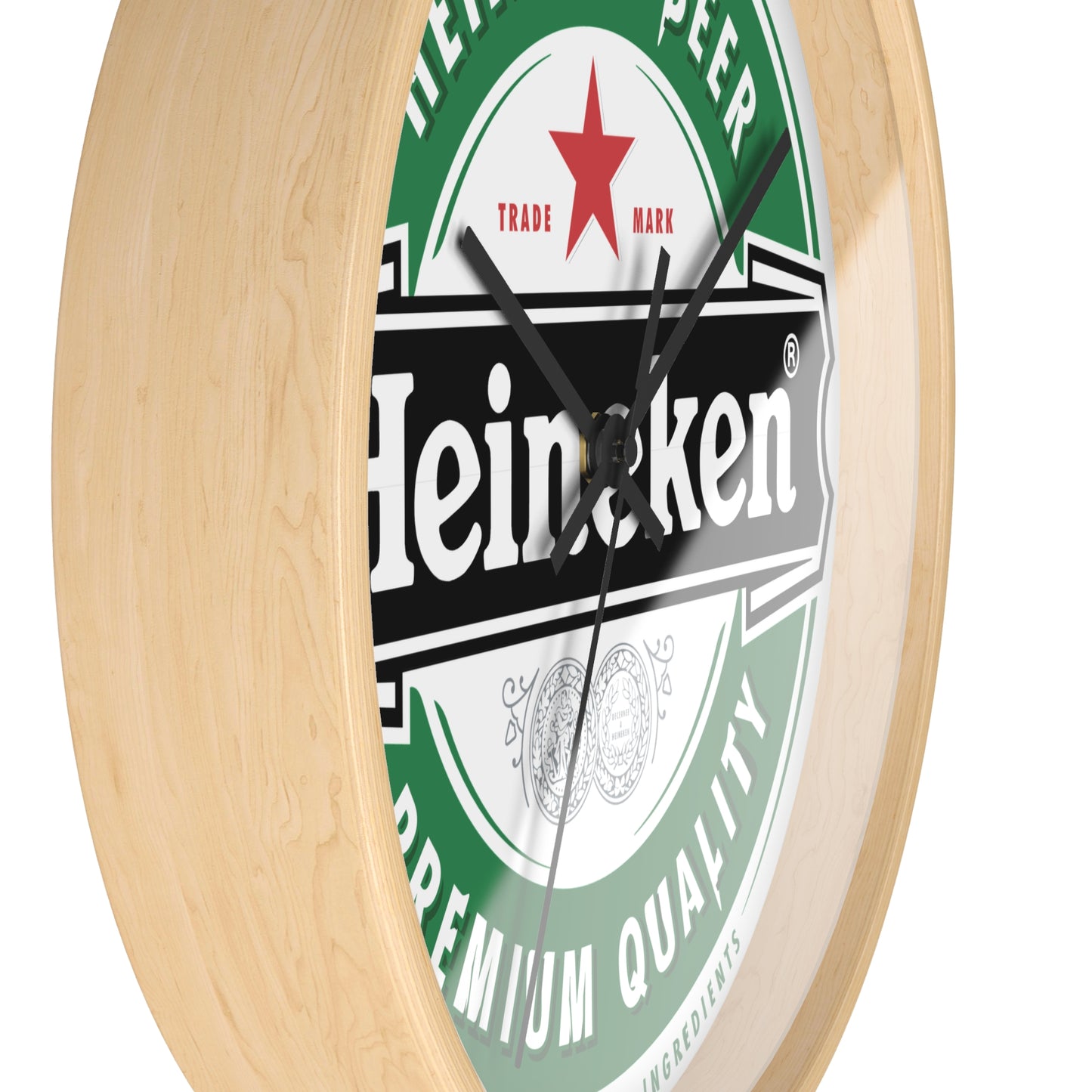 Heineken Wall Clock Indoor 10 Inch Wooden Frame Plexiglass Face