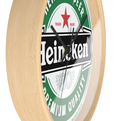Heineken Wall Clock Indoor 10 Inch Wooden Frame Plexiglass Face