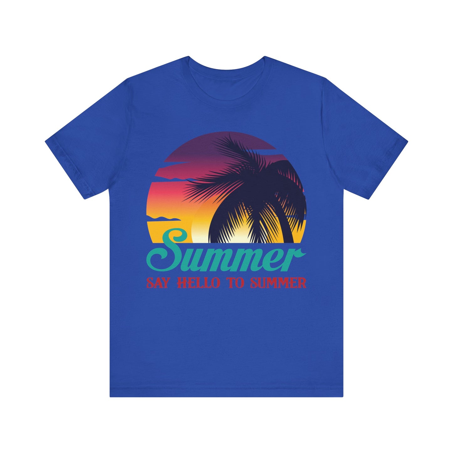 Unisex T Shirt Black Short Sleeve Jersey Tee Say Hello To Summer
