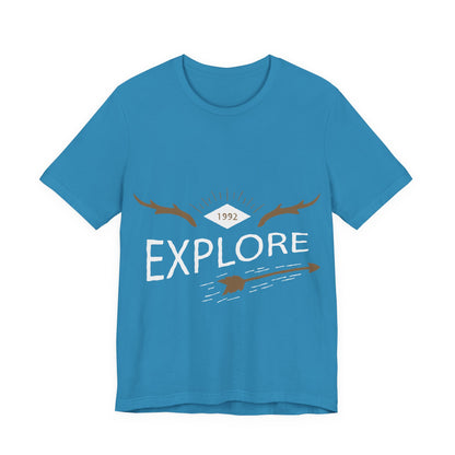Men's T Shirt Short Sleeve Jersey Tee Crew Neck Explore Printed, M to 2XL