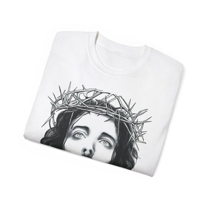Unisex T Shirt Ultra Cotton Tee Jesus Christ Painting, Holy Face of Jesus, Christianity, Face, Monochrome