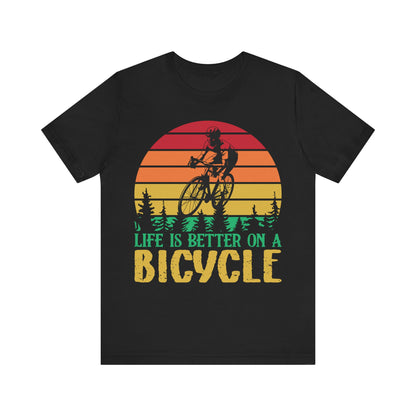 Men's T Shirt Black Bicycle Jersey Short Sleeve Tee