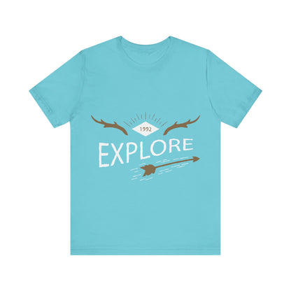 Men's T Shirt Short Sleeve Jersey Tee Crew Neck Explore Printed, M to 2XL