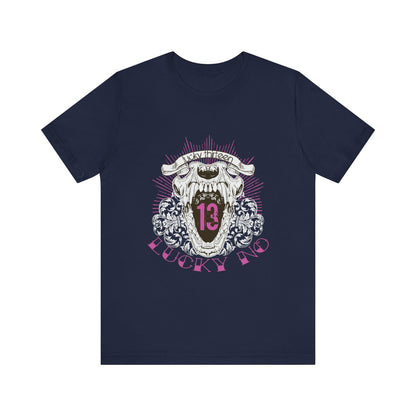Men's T Shirt Short Sleeve Jersey Tee Lucky 13 Number Black, Gray, Navy