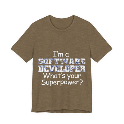 Men's T Shirt Crew Neck Short Sleeve Jersey Tee Software Developer