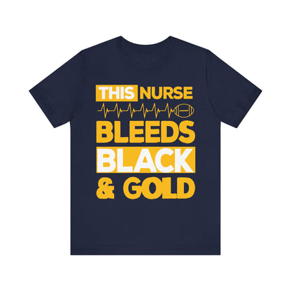 Unisex T Shirt Short Sleeve Tee Jersey Nurse Bleeds Black And Gold