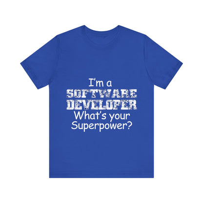 Men's T Shirt Crew Neck Short Sleeve Jersey Tee Software Developer