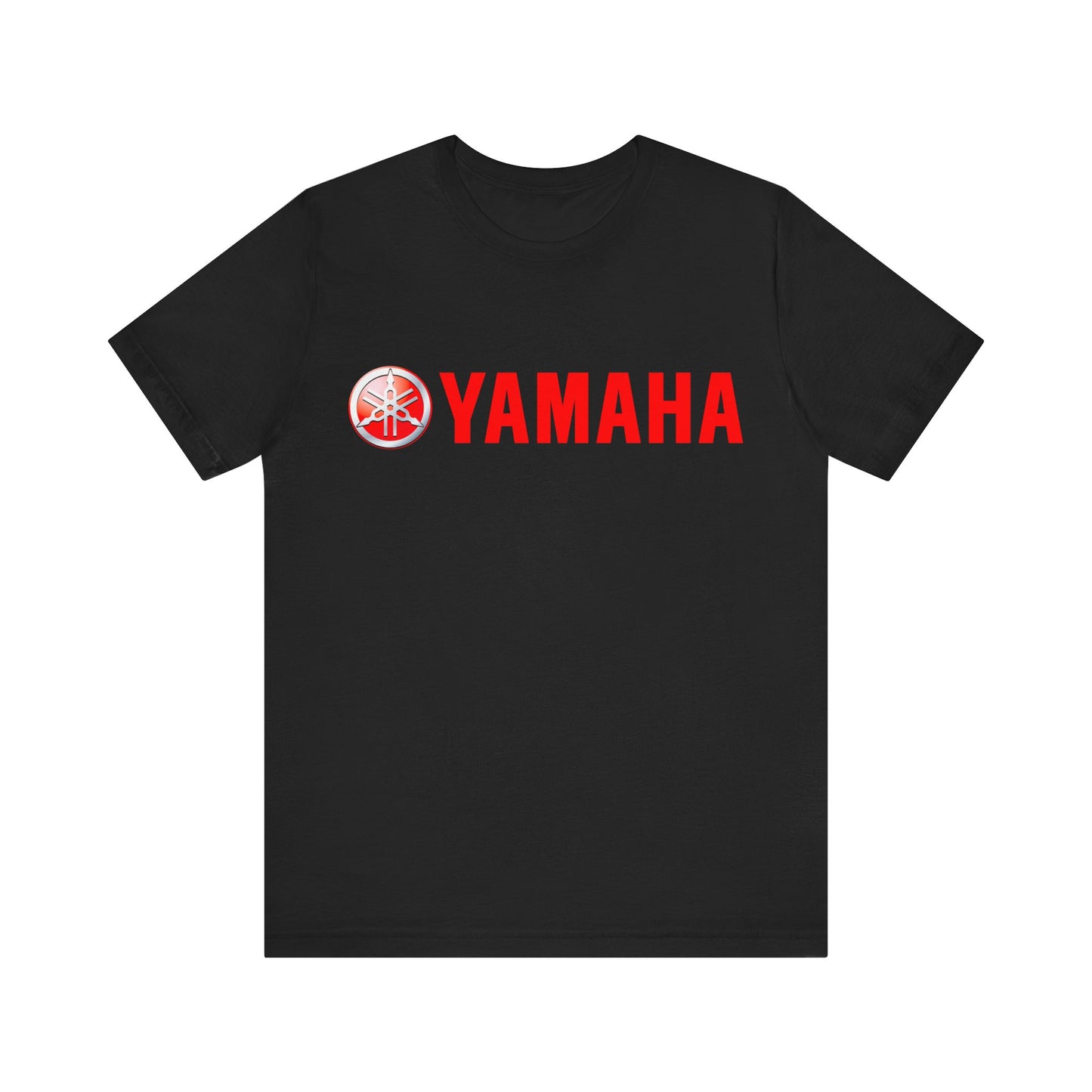 Unisex T Shirt Short Sleeve Yamaha Motors Red Logo Double Sided Jersey Crew Neck