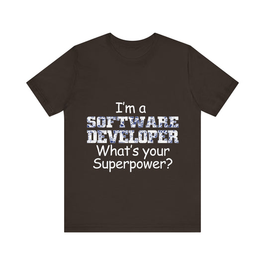 Men's T Shirt Crew Neck Short Sleeve Jersey Tee Software Developer