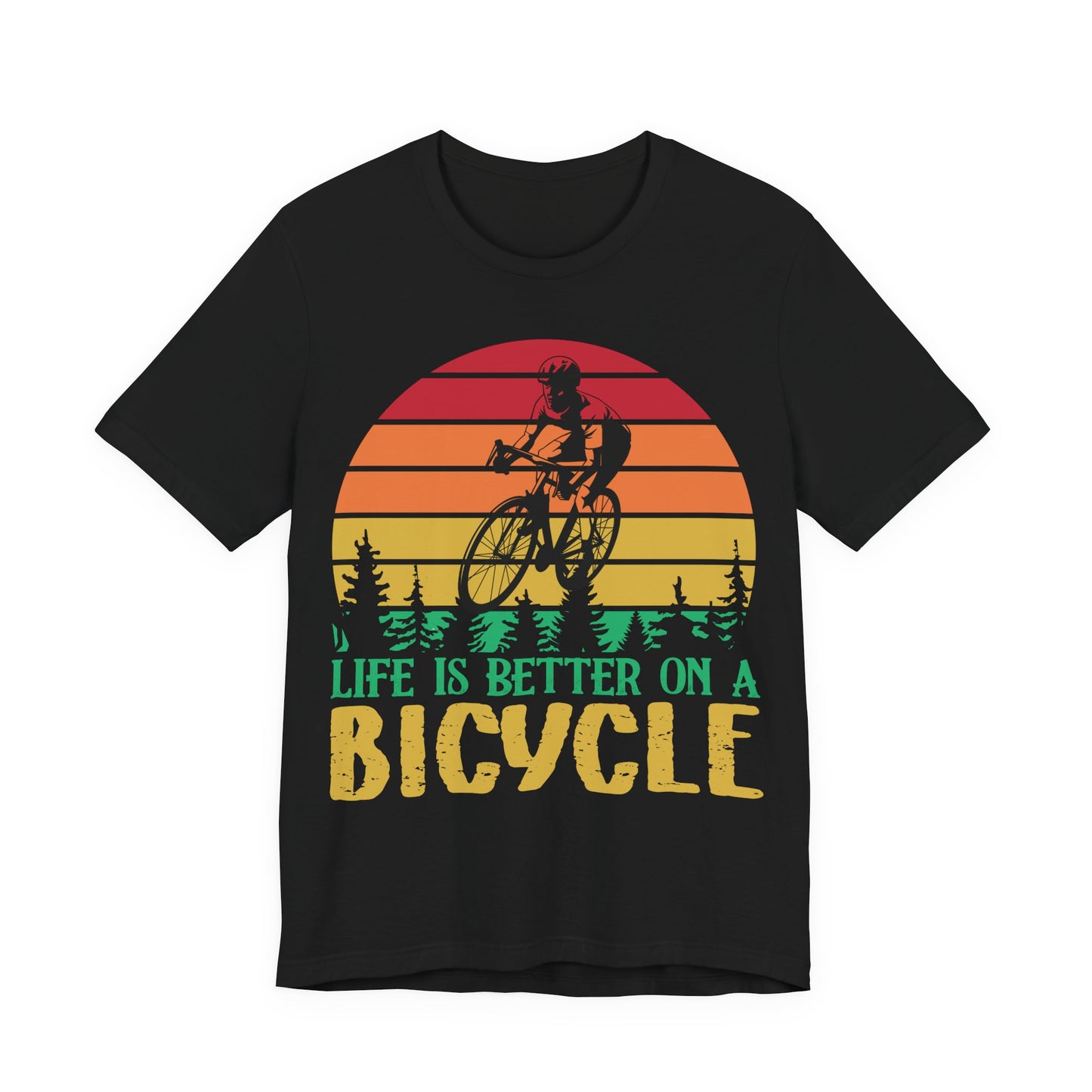 Men's T Shirt Black Bicycle Jersey Short Sleeve Tee