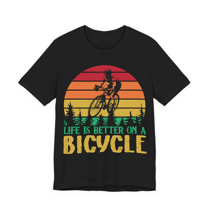 Men's T Shirt Black Bicycle Jersey Short Sleeve Tee