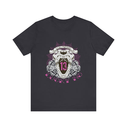 Men's T Shirt Short Sleeve Jersey Tee Lucky 13 Number Black, Gray, Navy