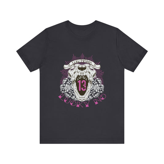 Men's T Shirt Short Sleeve Jersey Tee Lucky 13 Number Black, Gray, Navy