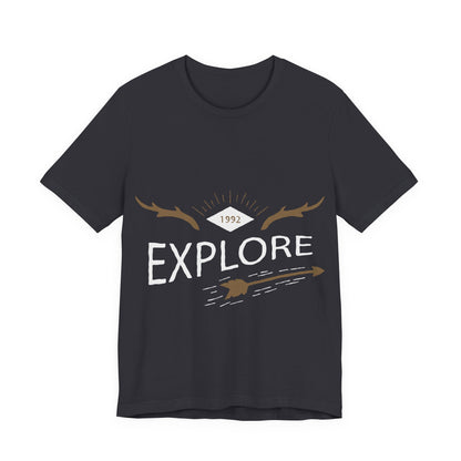 Men's T Shirt Short Sleeve Jersey Tee Crew Neck Explore Printed, M to 2XL