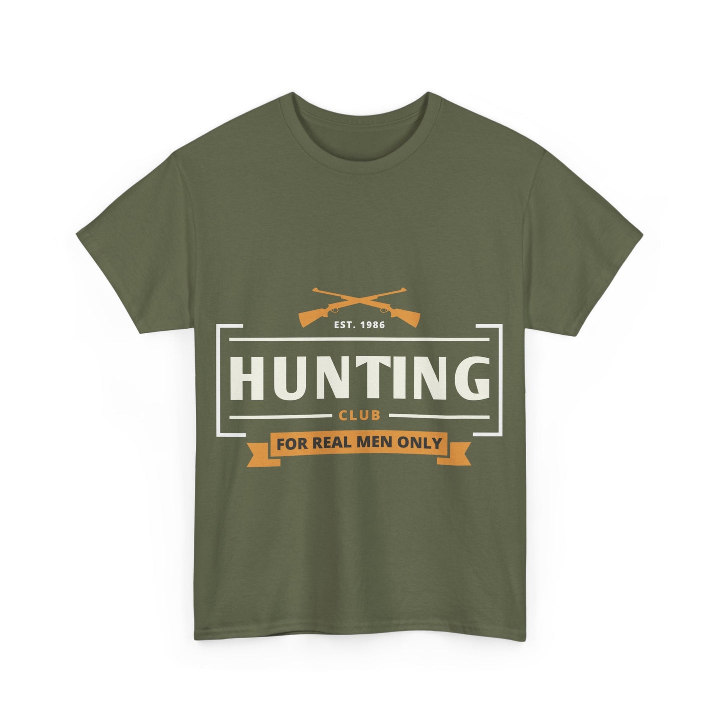 Men T-Shirt Short Sleeve Hunting Club For Real Men Heavy Cotton Tee Black, Navy