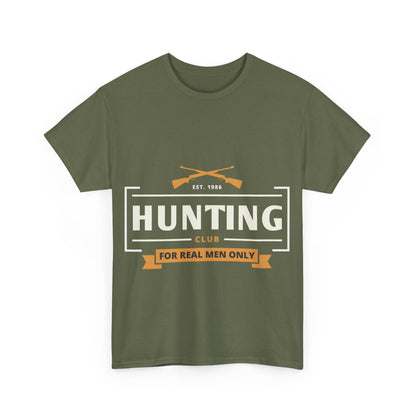 Men T-Shirt Short Sleeve Hunting Club For Real Men Heavy Cotton Tee Black, Navy