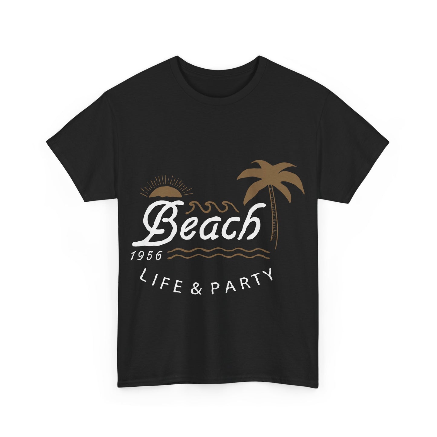 Men T-Shirt Short Sleeve Heavy Cotton Tee Beach Life And Party, S to 2XL