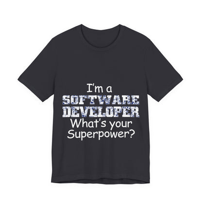 Men's T Shirt Crew Neck Short Sleeve Jersey Tee Software Developer