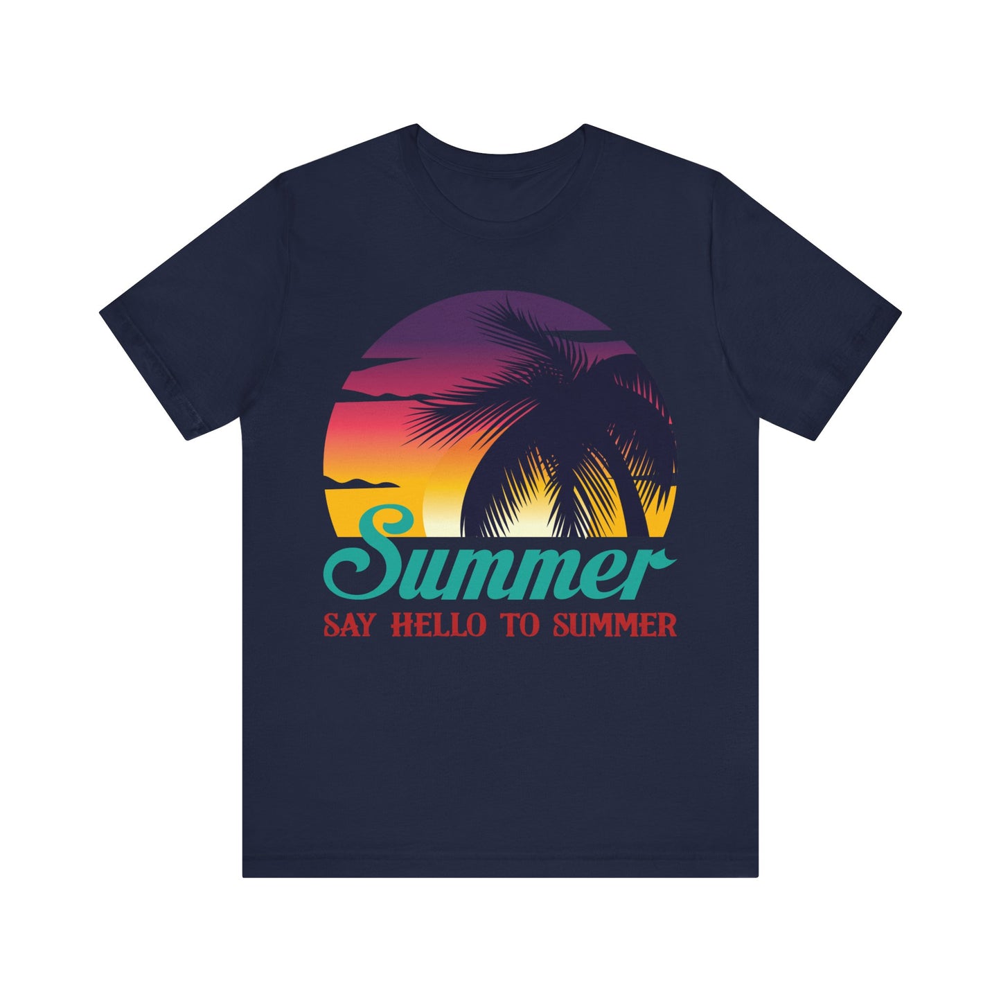 Unisex T Shirt Black Short Sleeve Jersey Tee Say Hello To Summer