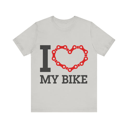 Men's T-Shirt Short Sleeve Tee Crew Neck Jersey I Love My Bike, M to 3XL