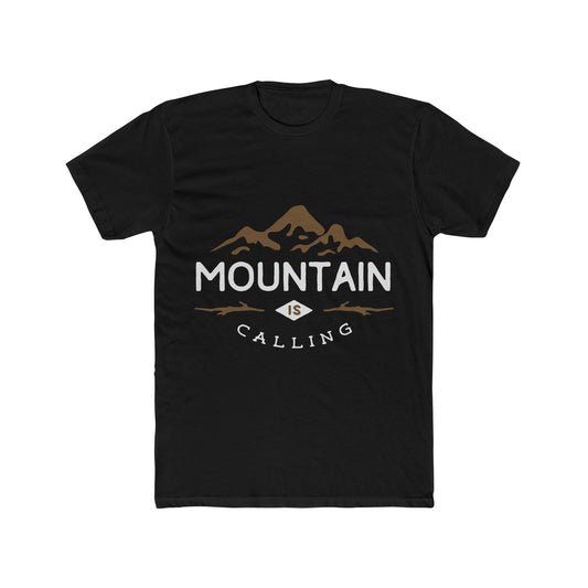 Men's Cotton Crew Tee Short Sleeve Mountain Is Calling Premium Fit