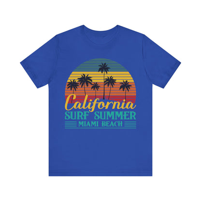 Unisex Black T Shirt Surf Summer Beach Crew Neck Jersey Short Sleeve Tee
