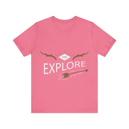Men's T Shirt Short Sleeve Jersey Tee Crew Neck Explore Printed, M to 2XL