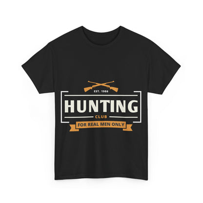 Men T-Shirt Short Sleeve Hunting Club For Real Men Heavy Cotton Tee Black, Navy