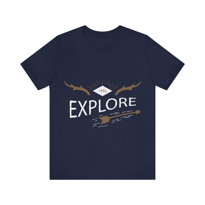 Men's T Shirt Short Sleeve Jersey Tee Crew Neck Explore Printed, M to 2XL