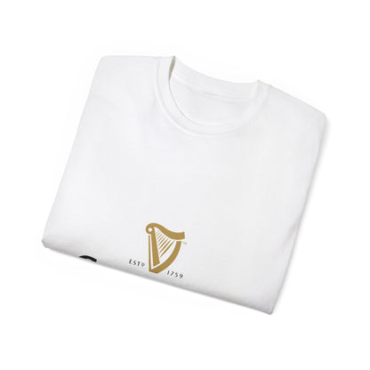 WhiteT Shirt Guinness Beer Logo Short Sleeve Jersey Tee White Unisex Quality Cotton Classic Fit
