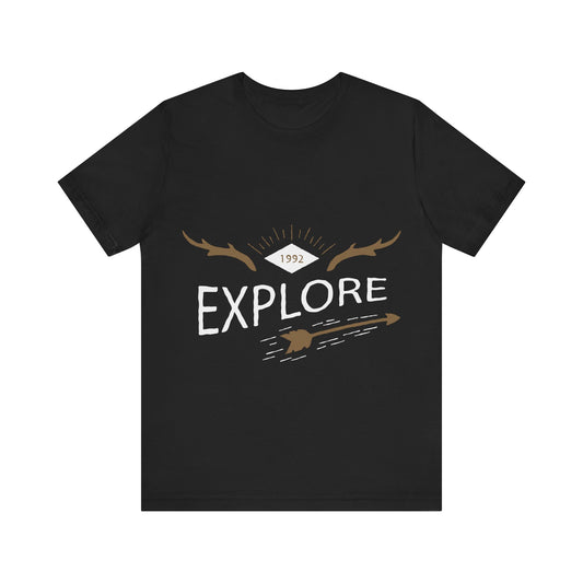 Men's T Shirt Short Sleeve Jersey Tee Crew Neck Explore Printed, M to 2XL