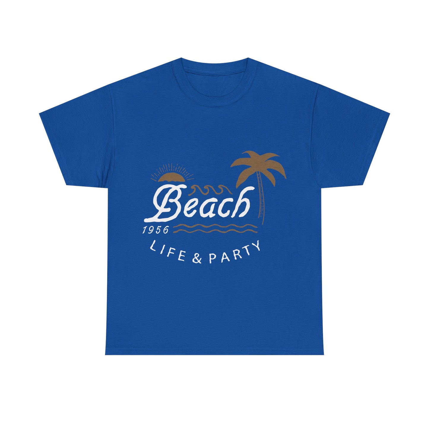 Men T-Shirt Short Sleeve Heavy Cotton Tee Beach Life And Party, S to 2XL