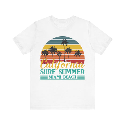 Unisex Black T Shirt Surf Summer Beach Crew Neck Jersey Short Sleeve Tee