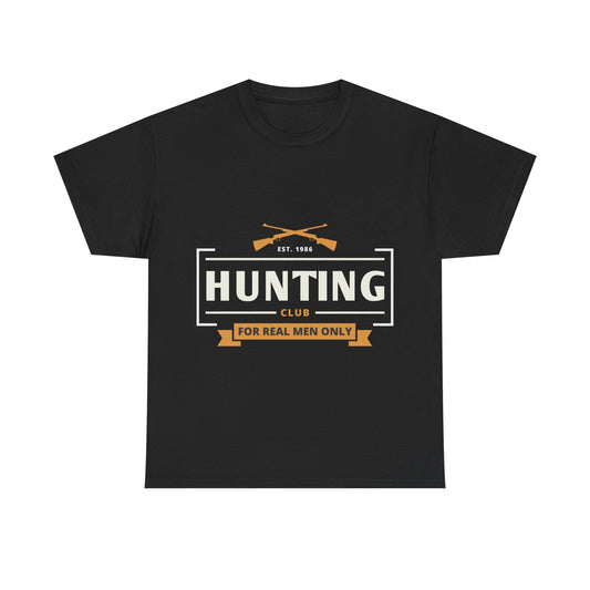 Men T-Shirt Short Sleeve Hunting Club For Real Men Heavy Cotton Tee Black, Navy