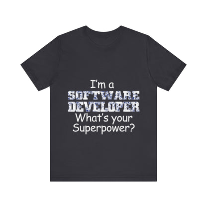 Men's T Shirt Crew Neck Short Sleeve Jersey Tee Software Developer