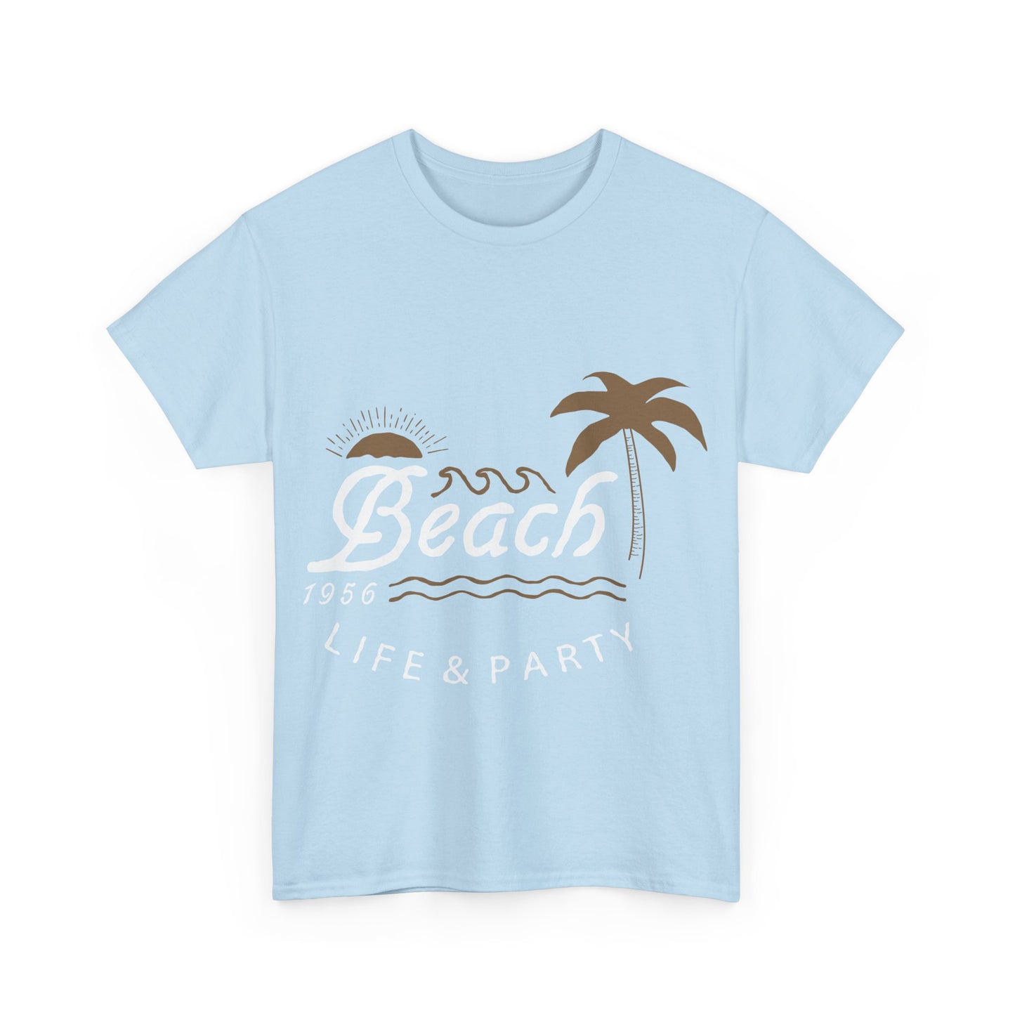 Men T-Shirt Short Sleeve Heavy Cotton Tee Beach Life And Party, S to 2XL
