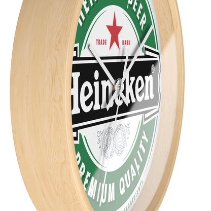 Heineken Wall Clock Indoor 10 Inch Wooden Frame Plexiglass Face