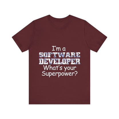 Men's T Shirt Crew Neck Short Sleeve Jersey Tee Software Developer
