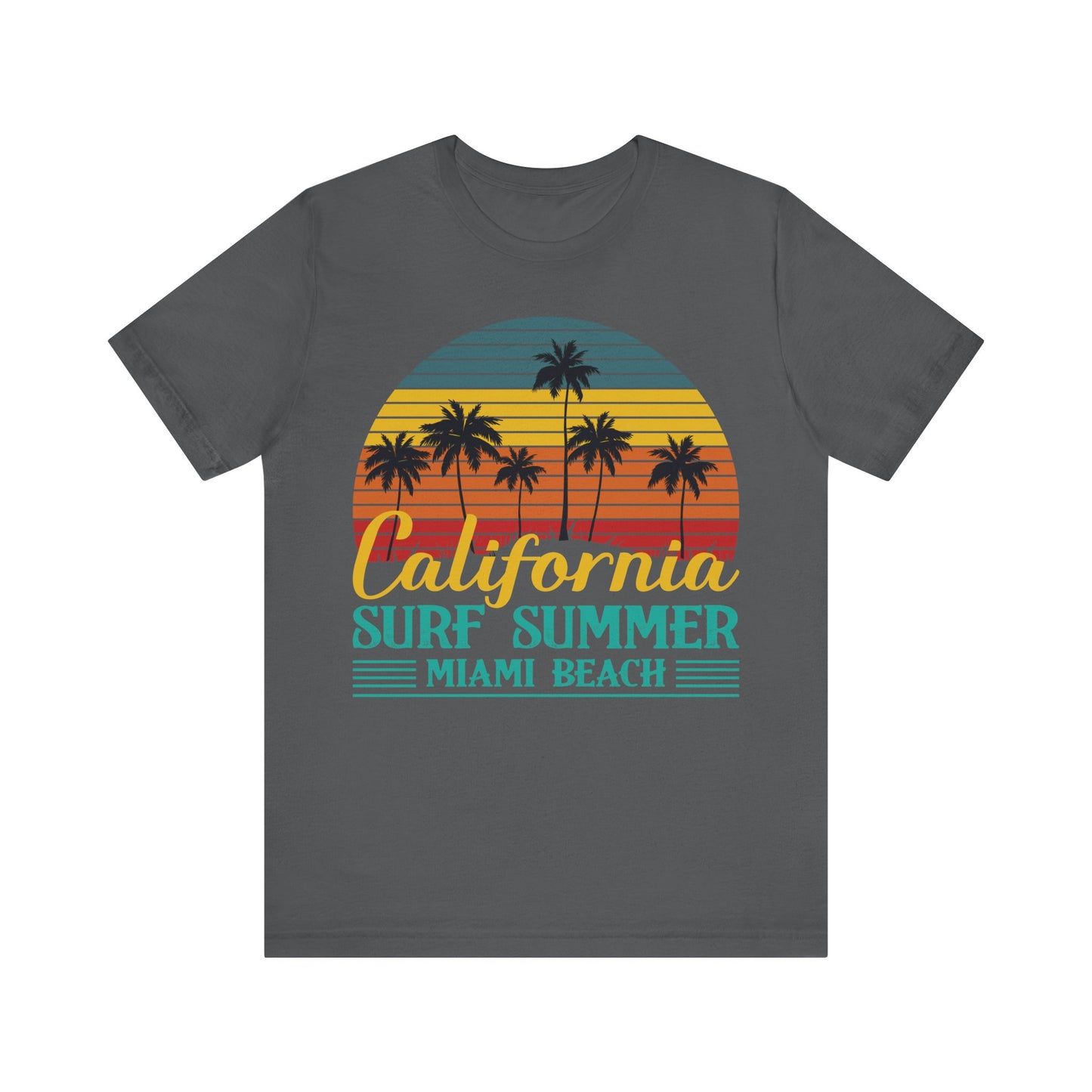 Unisex Black T Shirt Surf Summer Beach Crew Neck Jersey Short Sleeve Tee