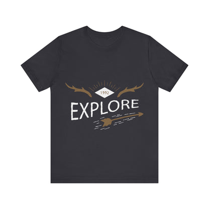 Men's T Shirt Short Sleeve Jersey Tee Crew Neck Explore Printed, M to 2XL
