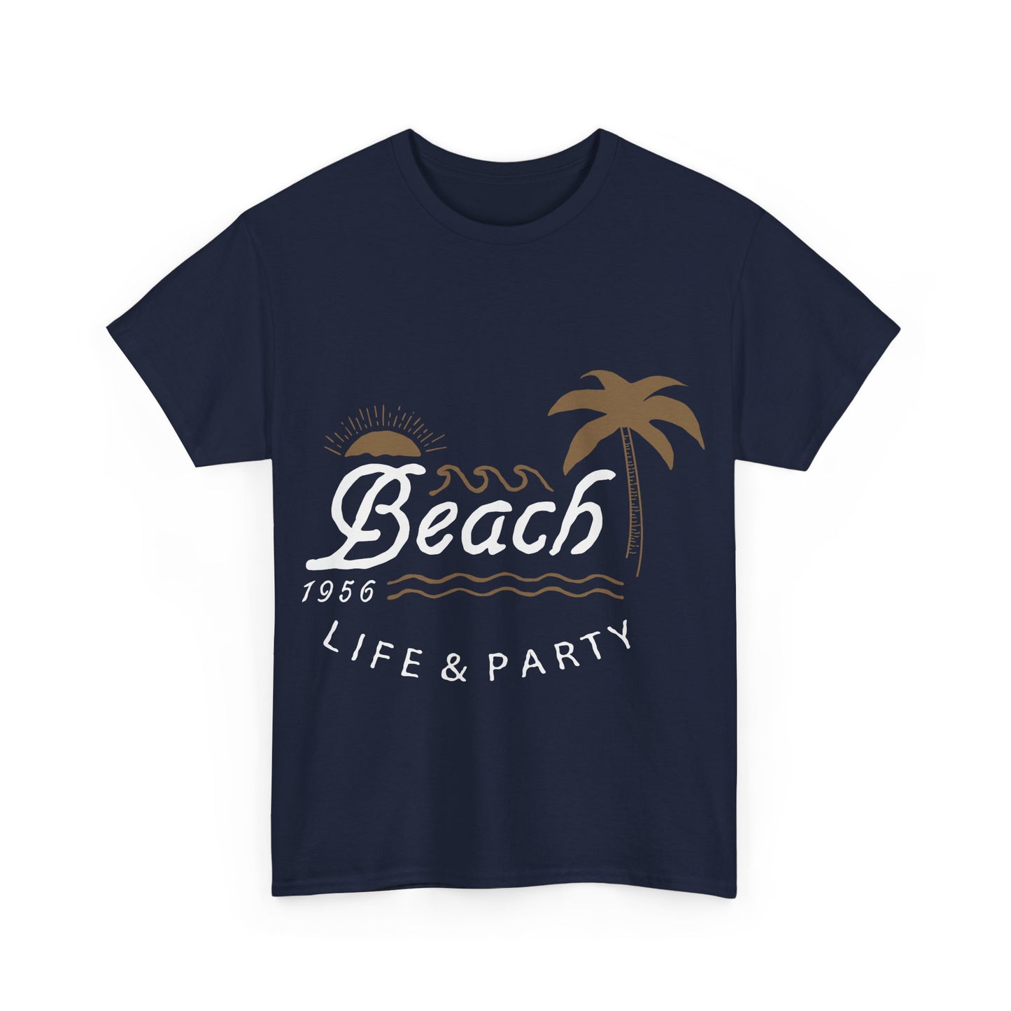 Men T-Shirt Short Sleeve Heavy Cotton Tee Beach Life And Party, S to 2XL