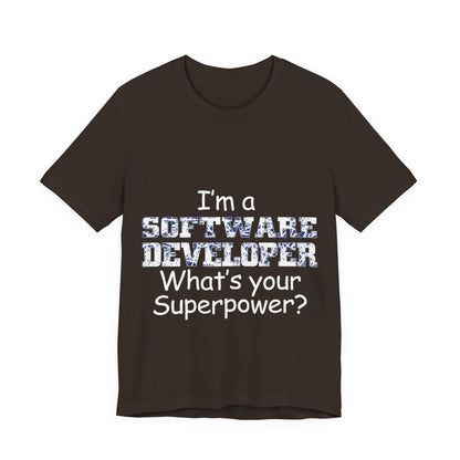Men's T Shirt Crew Neck Short Sleeve Jersey Tee Software Developer